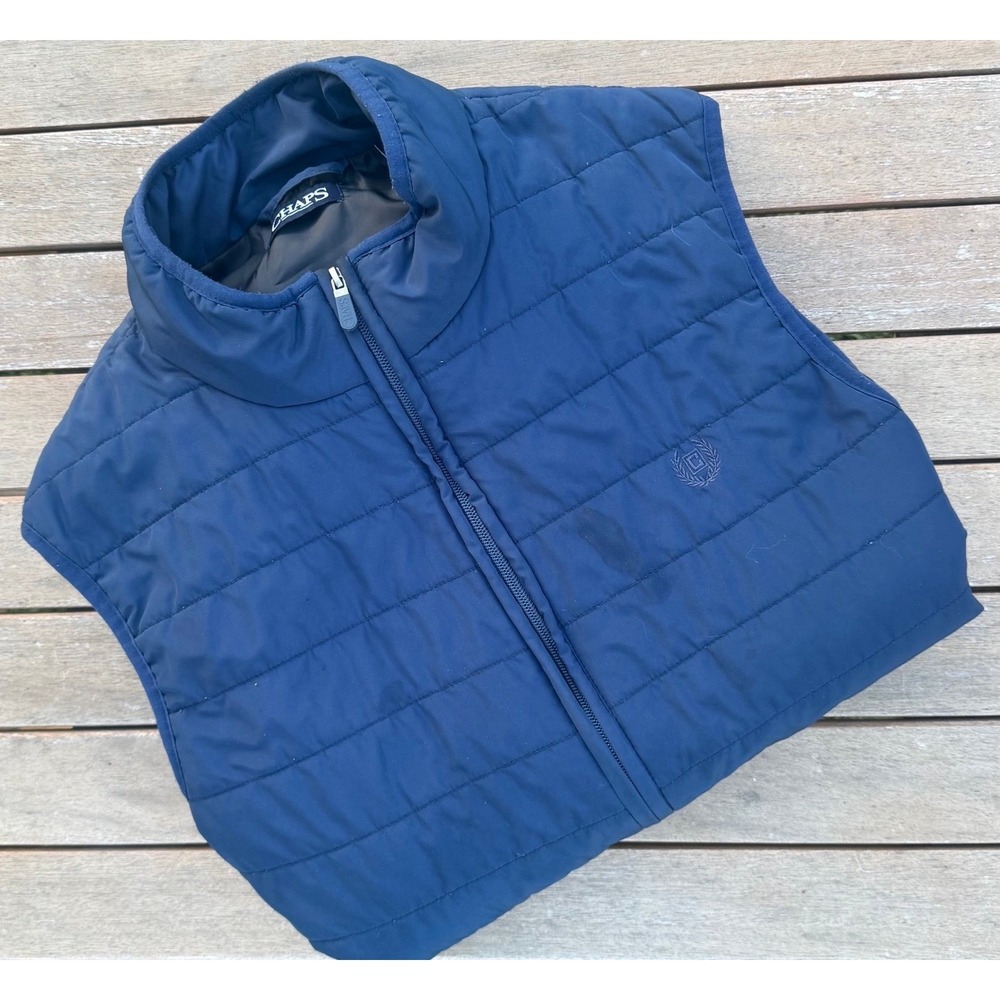 Chaps Navy Quilted Puffer Vest Men's XLT Full Zip 2 Pockets Lightweight XL Tall